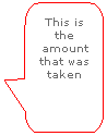 Rounded Rectangular Callout: This is the amount that was taken 

